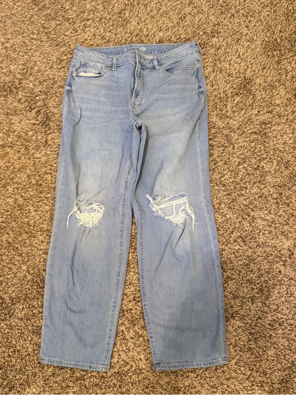 Old Navy OG Loose Mid-Rise Light Wash Distressed Straight Leg Jeans